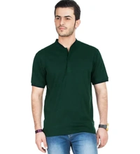 Classy Green Cotton Blend Solid Polo T-Shirt For Men - Xl