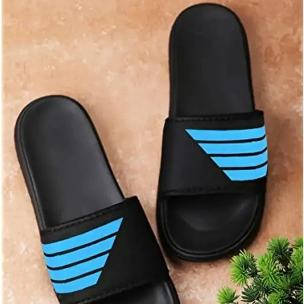 Men's Flipflop & Slipper FMF-02 ALL BLACK-WHITE-07 - UK 9
