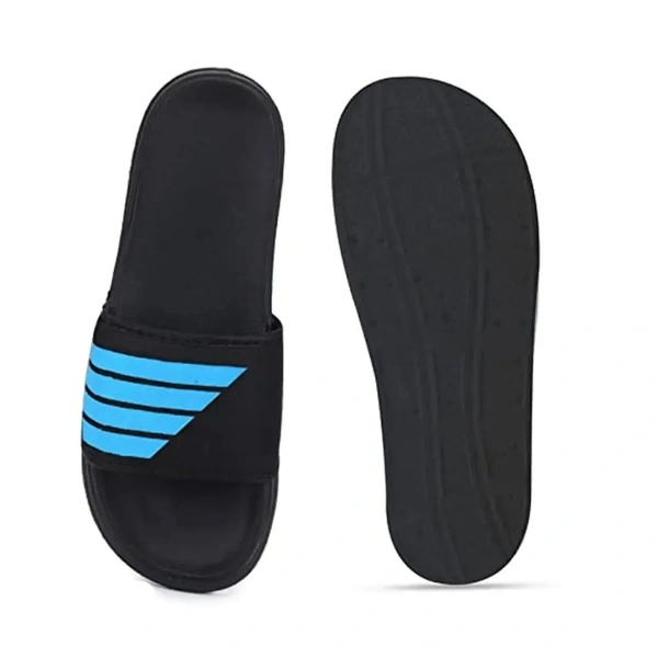 Men's Flipflop & Slipper FMF-02 ALL BLACK-WHITE-07 - UK 9