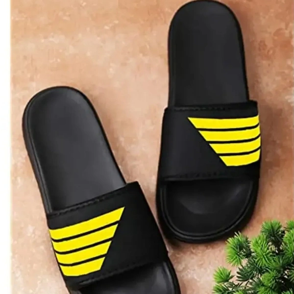 Men's Flipflop & Slipper FMF-02 ALL BLACK-WHITE-07 - UK6