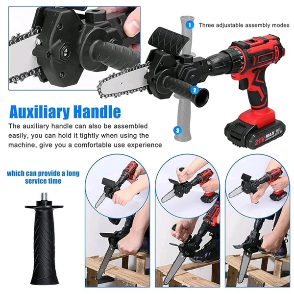 SMPH STAR  Inch Electric Drill Modified to Electric Chainsaw Tool - Black