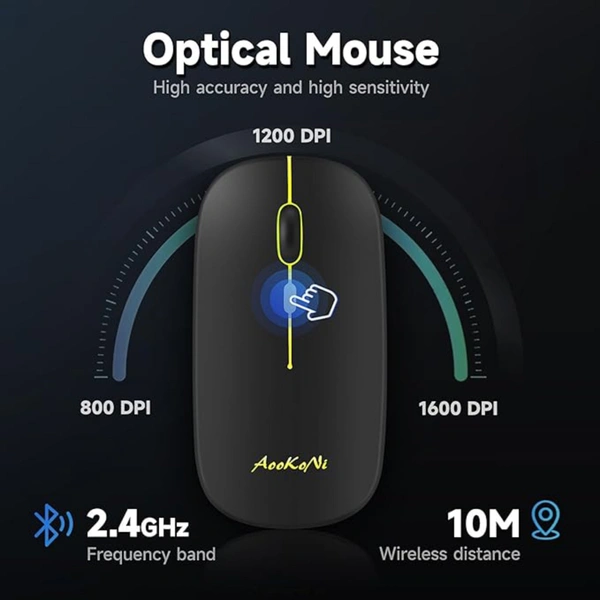 SMPH Wireless Bluetooth Mouse, Rechargeable USB Optical Mouse