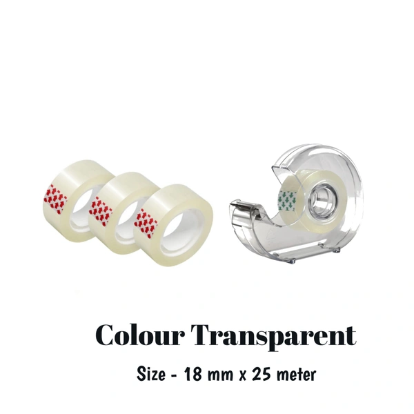 SMPH  Cello Tape With Dispenser Cutter( Pack Of 15 ) Cello Tape 18 MM X 25 Meter Roll Length  - ✅ 📞inquiry : 6362476772