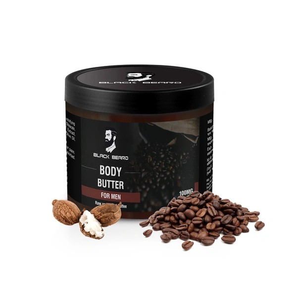 BLACK BEARD RAW AND NAKED COFFEE BODY BUTTER FOR MEN |VIT-E SHEA BUTTER, COCOA BUTTER, COFFEE EXTRACT, GLYCERIN |REDUCES BREAKOUTS, ACNE & SIGNS OF AGING - 100Gm