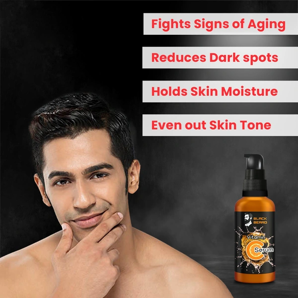BLACK BEARD VITAMIN C FACE SERUM, 30ML 99% NATURAL SERUM FOR MEN AND WOMEN BOTH VITAMIN C FACE SERUM HYALURONIC ACID FACE SERUM - 30Ml