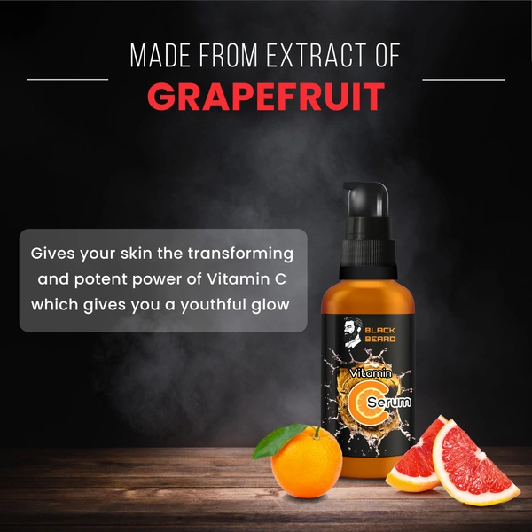 BLACK BEARD VITAMIN C FACE SERUM, 30ML 99% NATURAL SERUM FOR MEN AND WOMEN BOTH VITAMIN C FACE SERUM HYALURONIC ACID FACE SERUM - 30Ml