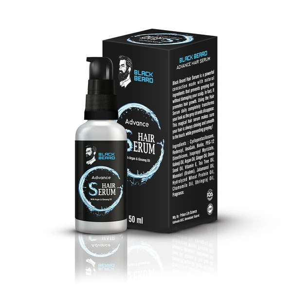 Black Beard Advance Hair Serum with Argan & Ginseng Oil for Hair Growth Serum for men - 50ml