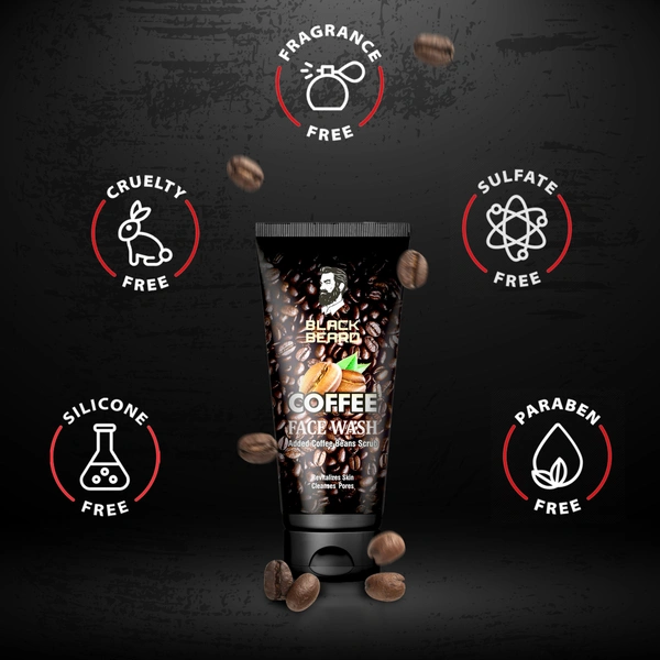 BLACK BEARD COFFEE FACE WASH REVITALIZES SKIN CLEANSES PORES FACE WASH | ENERGIZING FACE WASH FOR GLOWING SKIN - 100ml
