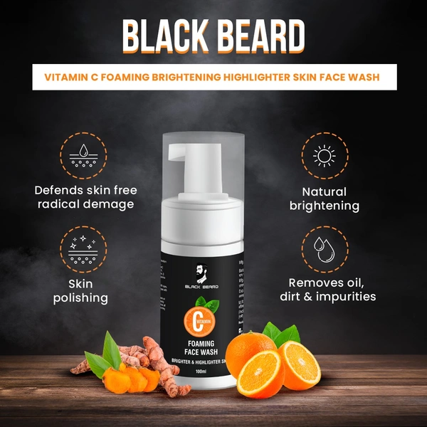 Black Beard Vitamin C Foaming Brightening Highlighter Skin Face Wash - No Parabens, Sulphate, Silicones  (Pack Of 3) - 100ml, 100ml, 100ml