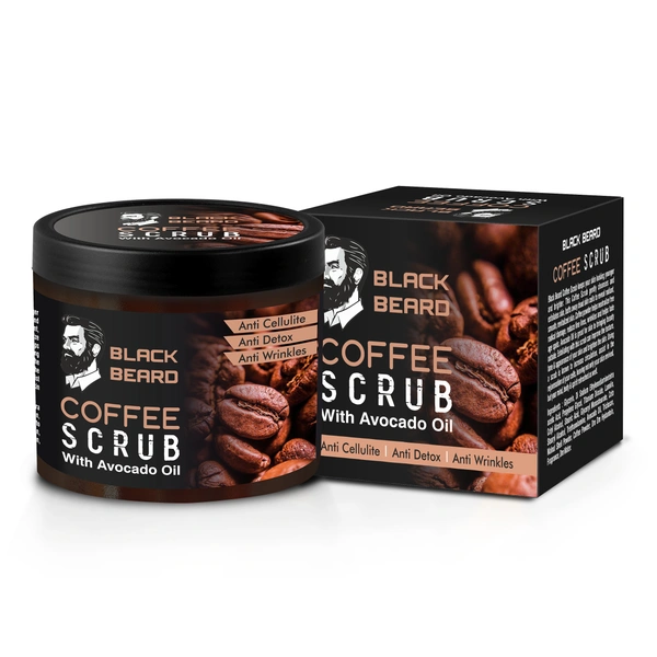 BLACK BEARD COFFEE SCRUB WITH AVOCADO OIL FOR FACE TAN REMOVAL IN OILY AND NORMAL SKIN FOR BOTH MEN AND WOMEN - 100ml, 100gm