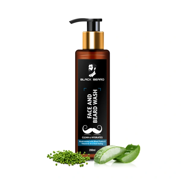 Black Beard Combo of Beard Growth oil & Face + Beard Wash For Men , Give Shiny , strong & fuller Beard. - 30ml, 200ml