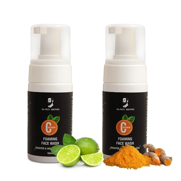 Black Beard Vitamin C Foaming Brightening Highlighter Skin Face Wash - No Parabens, Sulphate, Silicones  (Pack Of 2) - 100ml, 100ml