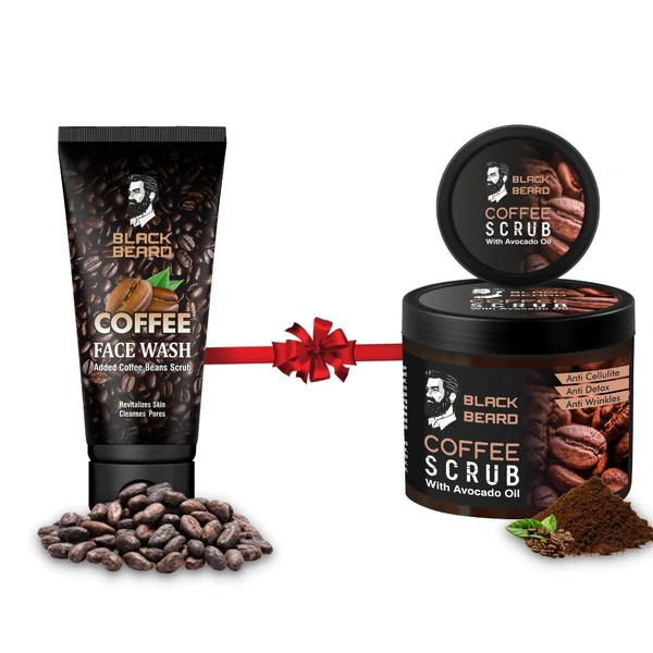 Black Beard Skin Care Combo For Men, Coffee Facewash 100ml & Coffee Scrub 100gm , for Clear visible Skin. - 100ml, 100gm