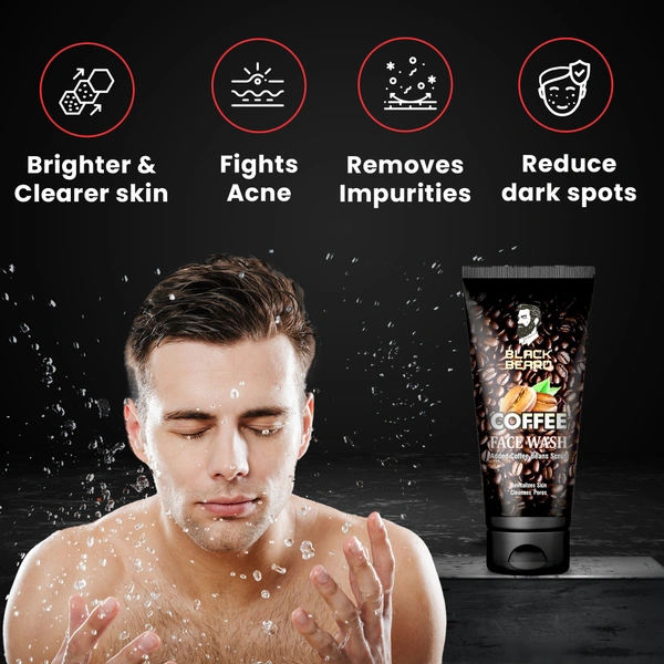 Black Beard Skin Care Combo For Men, Coffee Facewash 100ml & Coffee Scrub 100gm , for Clear visible Skin. - 100ml, 100gm