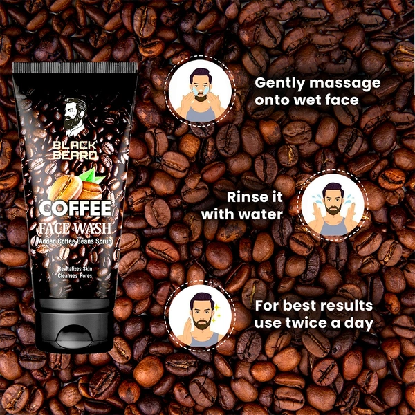 Black Beard Skin Care Combo For Men, Coffee Facewash 100ml & Coffee Scrub 100gm , for Clear visible Skin. - 100ml, 100gm