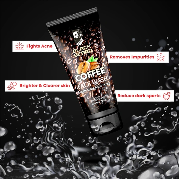 Black Beard Skin Care Combo For Men, Coffee Facewash 100ml & Coffee Scrub 100gm , for Clear visible Skin. - 100ml, 100gm
