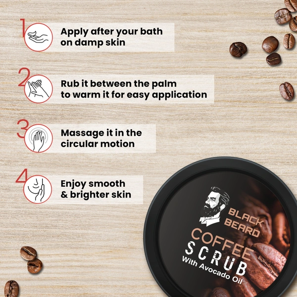 Black Beard Skin Care Combo For Men, Coffee Facewash 100ml & Coffee Scrub 100gm , for Clear visible Skin. - 100ml, 100gm