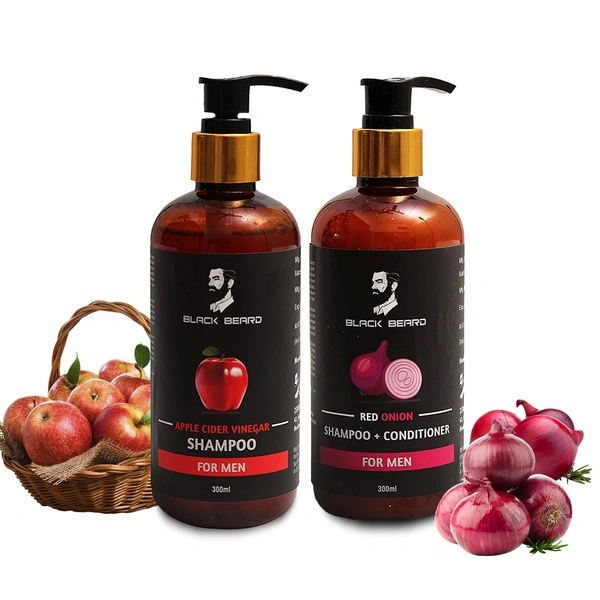 Black Beard Apple cider Vinegar Shampoo + conditioner & Hair Serum , Hair Care combo For men , Controll dandruff & makes Hair shiny - 300ml, 300ml