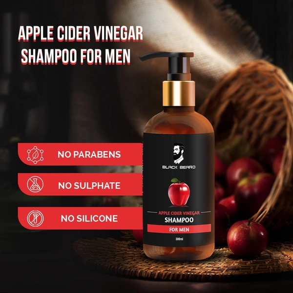 Black Beard Apple cider Vinegar Shampoo + conditioner & Hair Serum , Hair Care combo For men , Controll dandruff & makes Hair shiny - 300ml, 300ml
