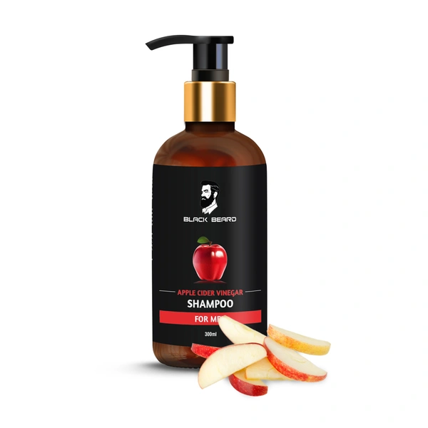 Black Beard Combo of Apple Cider Vinegar & Red Onion Shampoo & Conditioner for Men - Restores Shine & Smoothness - No Parabens, Sulphates & Silicones - 300ml, 50ml