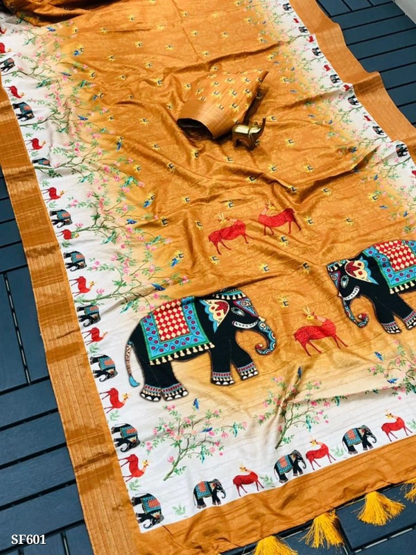 Soft Handloom Silk kalamkari Print Designer Saree