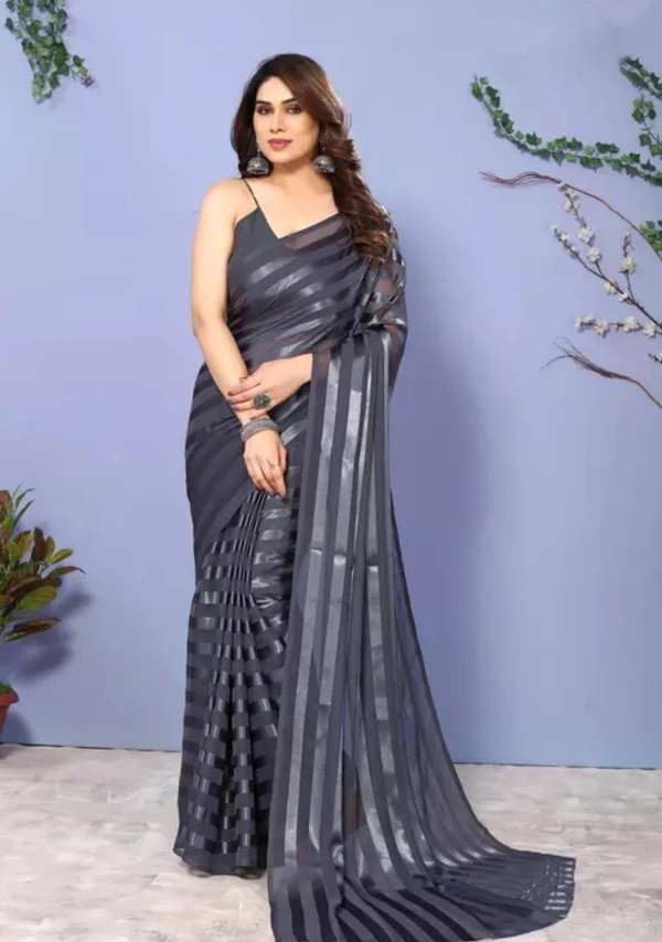 Festive Wear Satin Saree - Gray