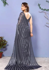 Festive Wear Satin Saree - Gray