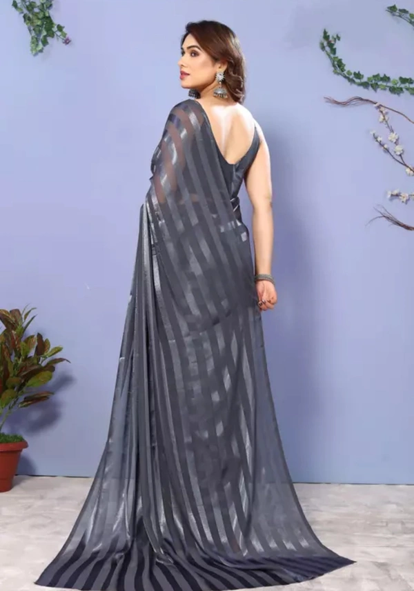Festive Wear Satin Saree - Gray