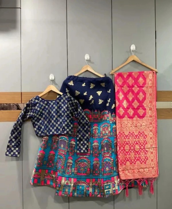 Banarasi Lehenga choli  - Royal Blue, Free Size