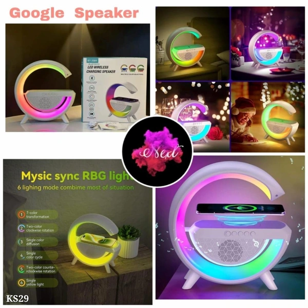 Bluetooth Speaker With Lights And Wireless Mobile Charging - White, Free Size