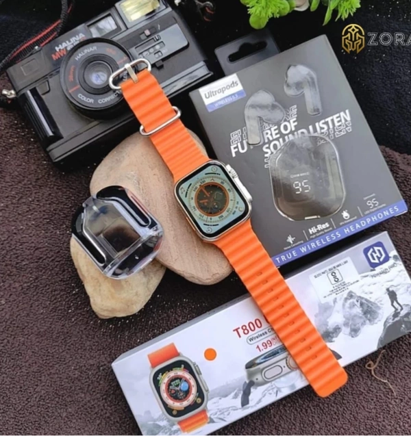 zora T800 ULTRA 4G + AIR31 ULTRA PODS COMBO Bluetooth Headset zora T800 ULTRA 4G + AIR31 ULTRA PODS COMBO  - Web Orange