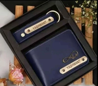 Customisation wallet Men's Customisation wallet/Purse and Keychain combo Tan - Black, Free Size