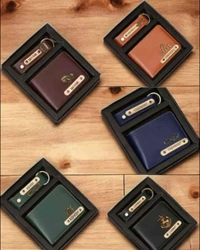 Customisation wallet Men's Customisation wallet/Purse and Keychain combo Tan - Black, Free Size