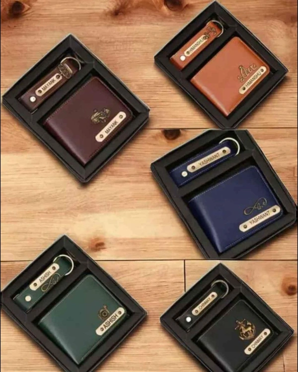Customisation wallet Men's Customisation wallet/Purse and Keychain combo Tan - Black, Free Size