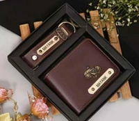 Customisation wallet Men's Customisation wallet/Purse and Keychain combo Tan - Black, Free Size