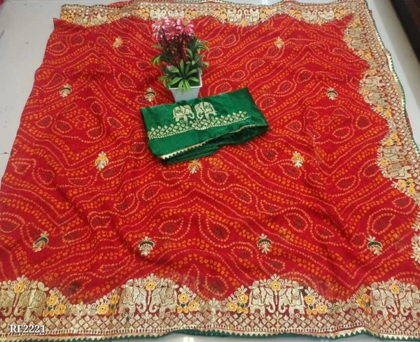 New Lounching Super Hit Design Georgette Saree - Red, Free Size
