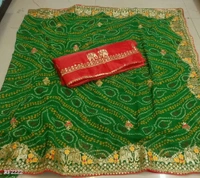 New Lounching Super Hit Design Georgette Saree - Green House, Free Size