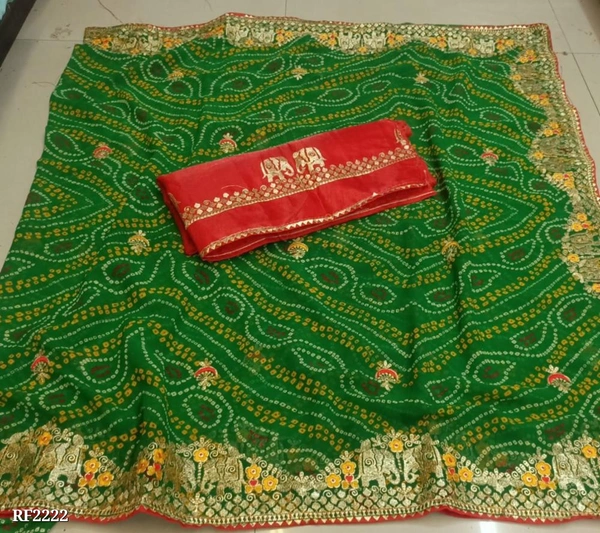 New Lounching Super Hit Design Georgette Saree - Green House, Free Size