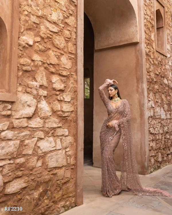 New Exclusive Designer Saree Collection By Nice Creation - Raw Sienna, Free Size