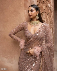 New Exclusive Designer Saree Collection By Nice Creation - Raw Sienna, Free Size