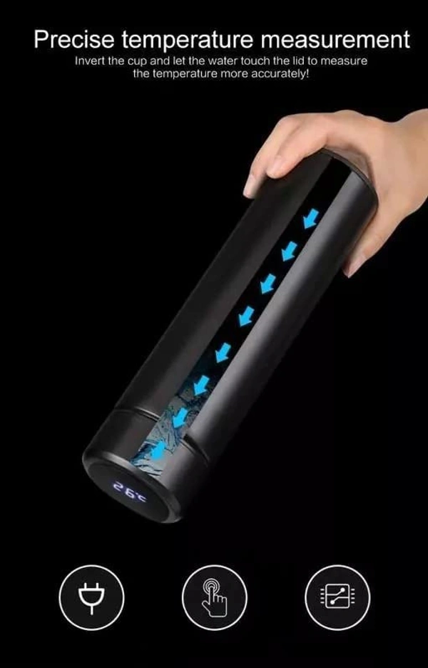 Water Tampereture Bottle 500ml - Black, Free