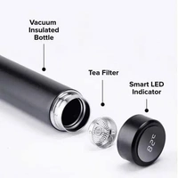 Water Tampereture Bottle 500ml - Black, Free