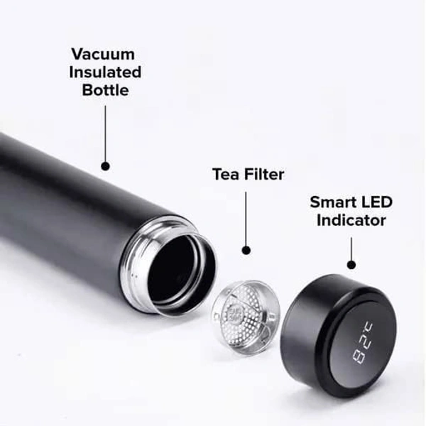 Water Tampereture Bottle 500ml - Black, Free