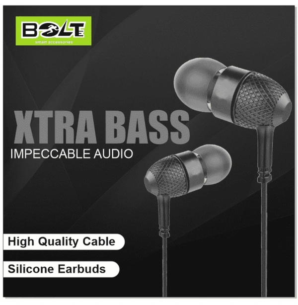 BOLT BE-01 Earphone With 90 warranty - White, Free