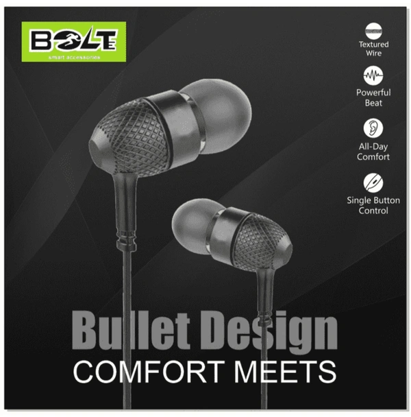 BOLT BE-01 Earphone With 90 warranty - White, Free