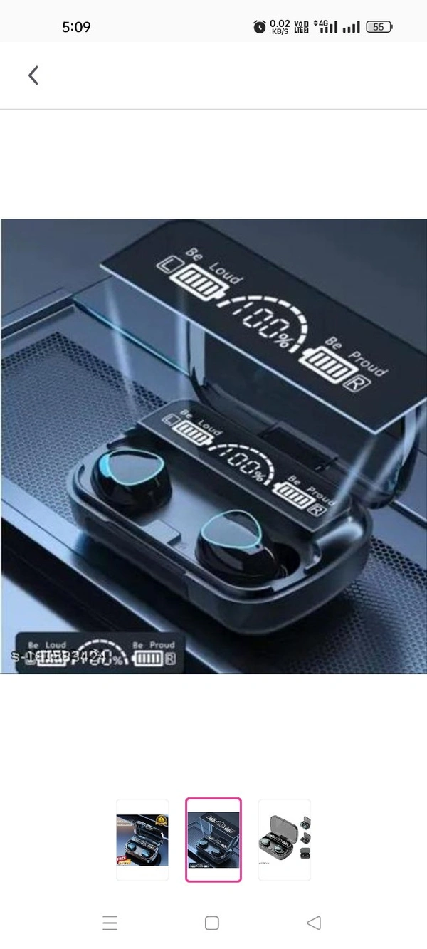M10 Earbuds With Powerbank Best Quality  - Black, No Warranty (Check Package Shil)