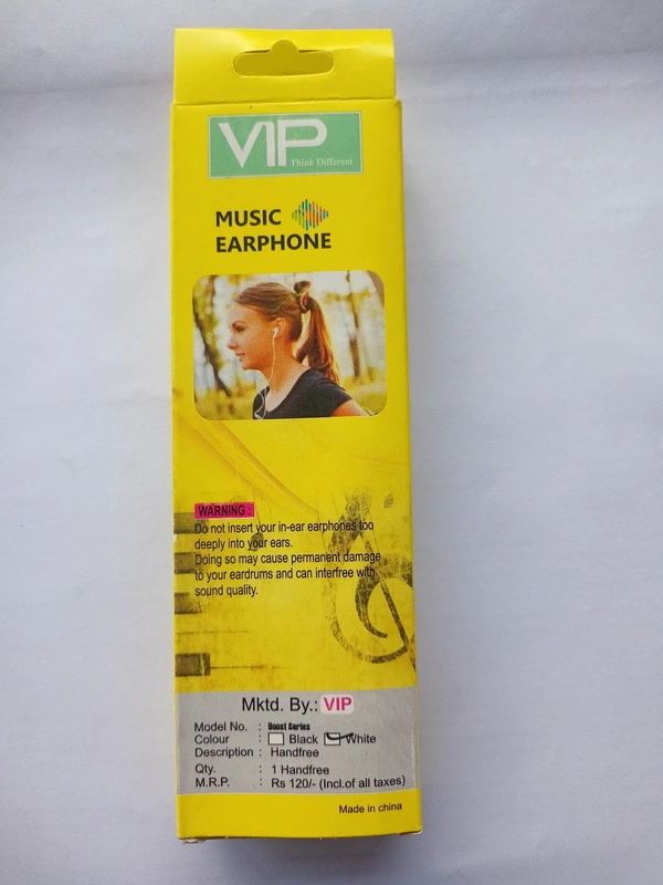 VIP Music Earphone Best Quality  - White, Only Chaking Warranty