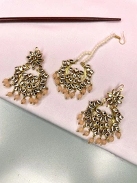 Samaira Kundan Tikka Set (peach) - peach