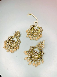 Samaira Kundan Tikka Set (peach) - peach