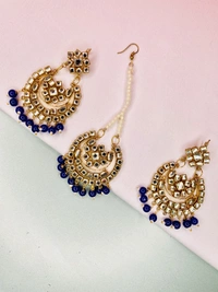 Samaira Kundan Tikka Set (blue) - blue